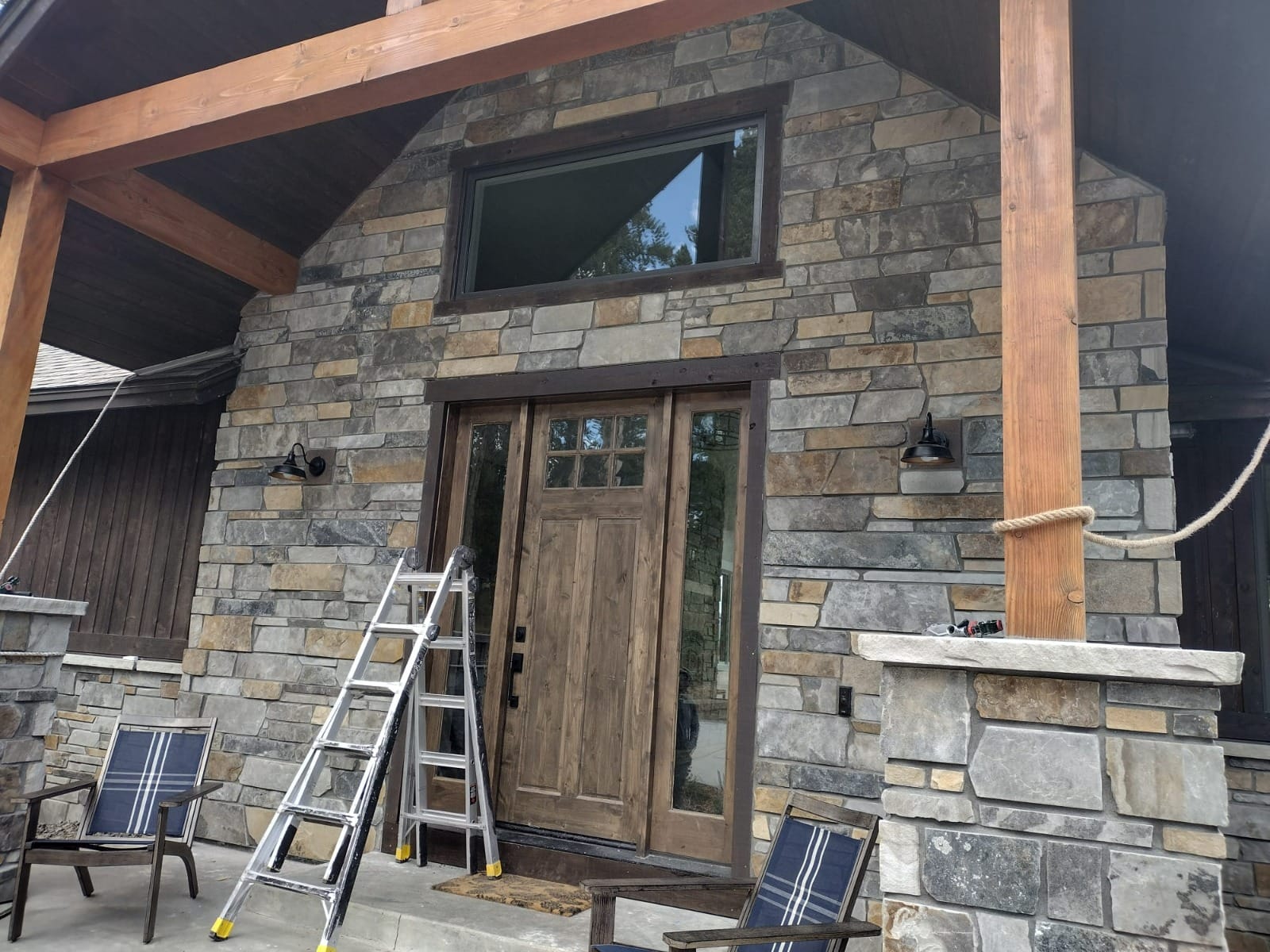 Flagstone patio installation