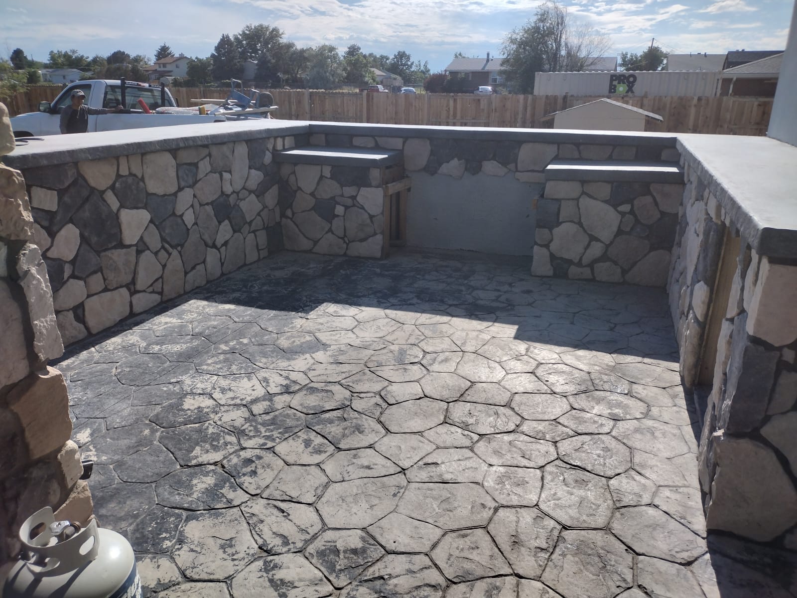 Fire pit seating area masonry project